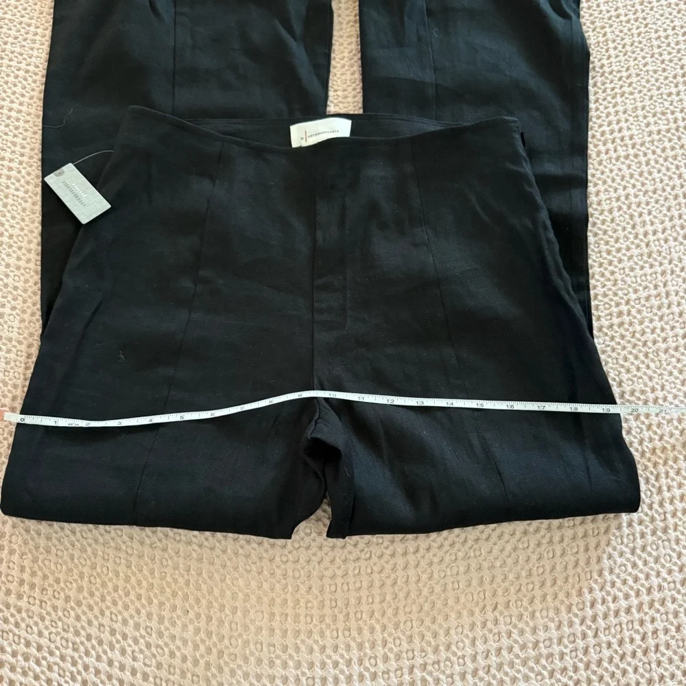 Anthropologie High-Rise Flare Linen Pants Black 10P | NWT $138 Trousers - Picture 9 of 11